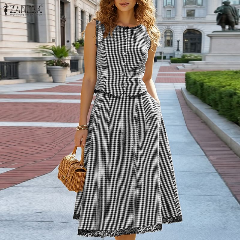 Sewing Vest - طقم نسائي أنيق من قطعتين من