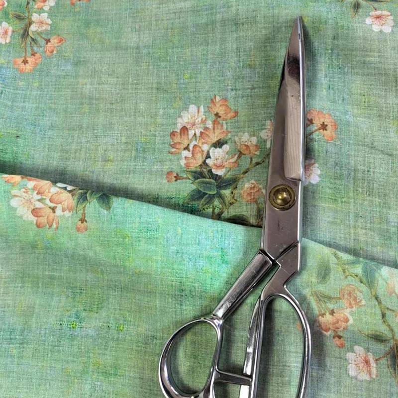 Sewing Custom - 1 ياردة طباعة البتلة الخضراء tissu