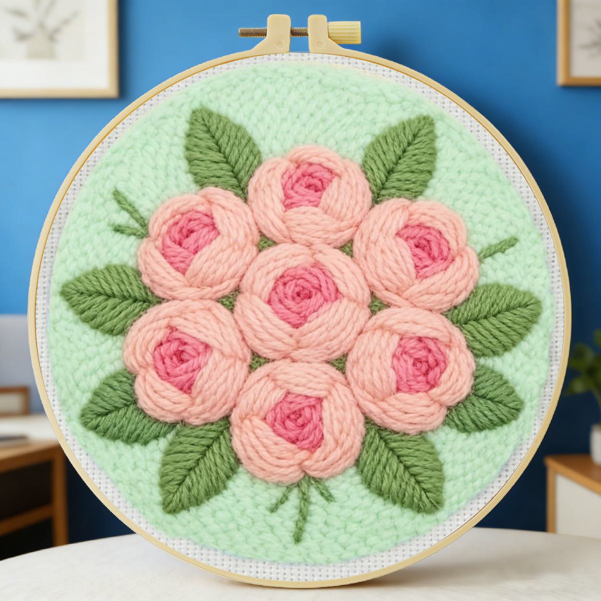 Is Sewing Textile Art - طقم تطريز بالإبرة المثقوبة للزهور مقاس
