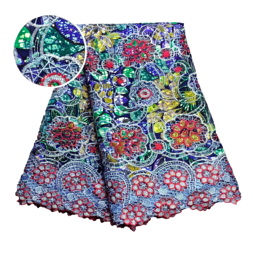 قماش دانتيل أفريقي لامع 100% ق - مراجعة Sewing Batik Fabric وسعره