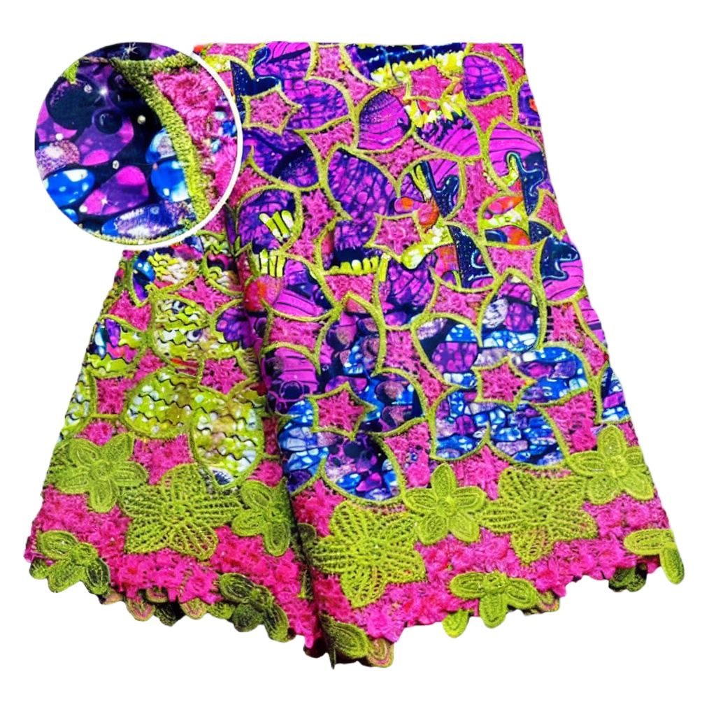قماش دانتيل أفريقي لامع 100% ق - مراجعة Sewing Batik Fabric وسعره