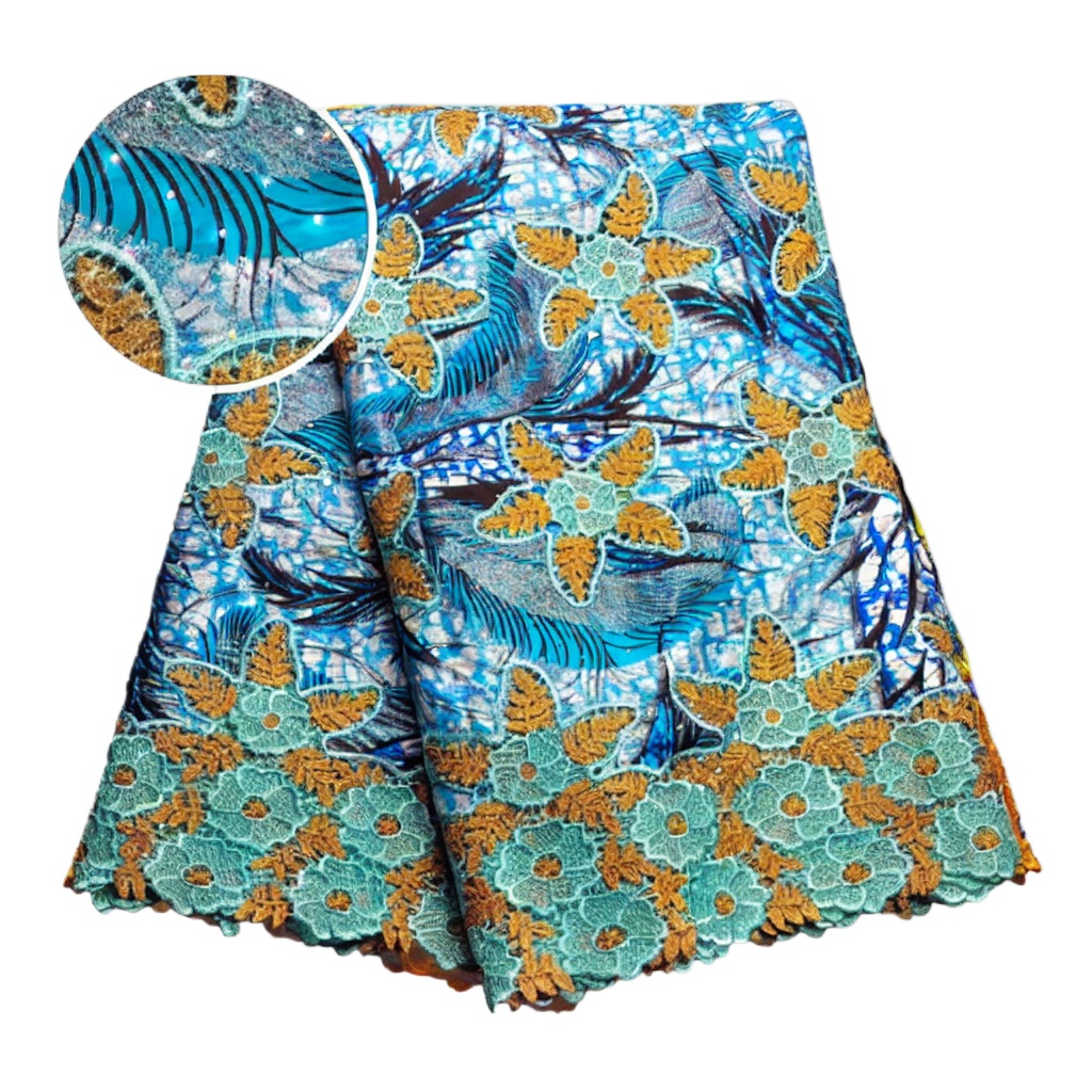 قماش دانتيل أفريقي لامع 100% ق - مراجعة Sewing Batik Fabric وسعره