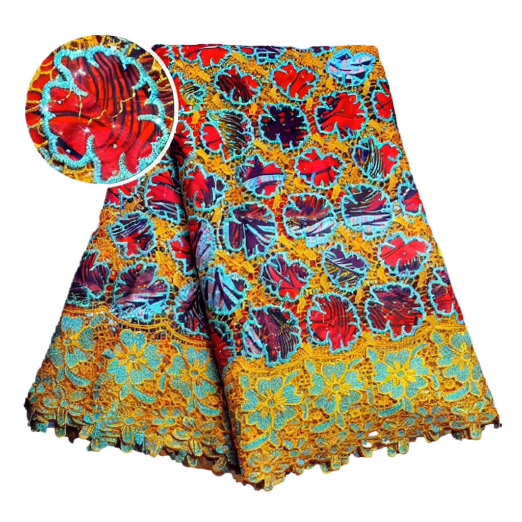 قماش دانتيل أفريقي لامع 100% ق - مراجعة Sewing Batik Fabric وسعره