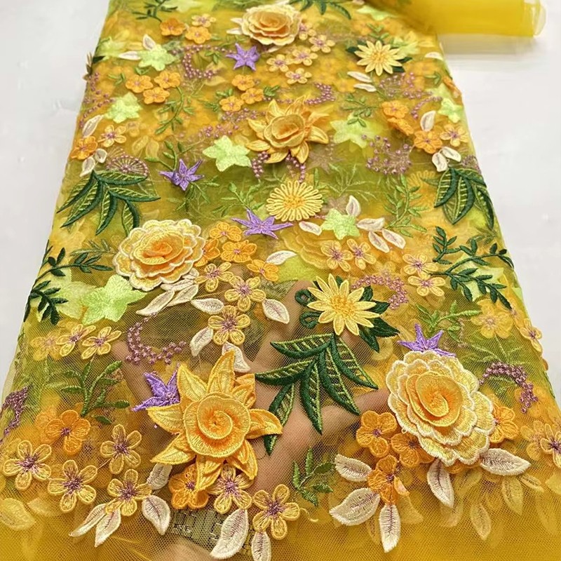 قماش دانتيل شبكي مطرز بالزهور  - مراجعة Sewing Textiles وسعره