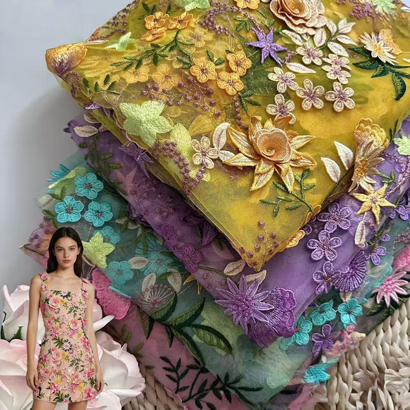 قماش دانتيل شبكي مطرز بالزهور  - مراجعة Sewing Textiles وسعره
