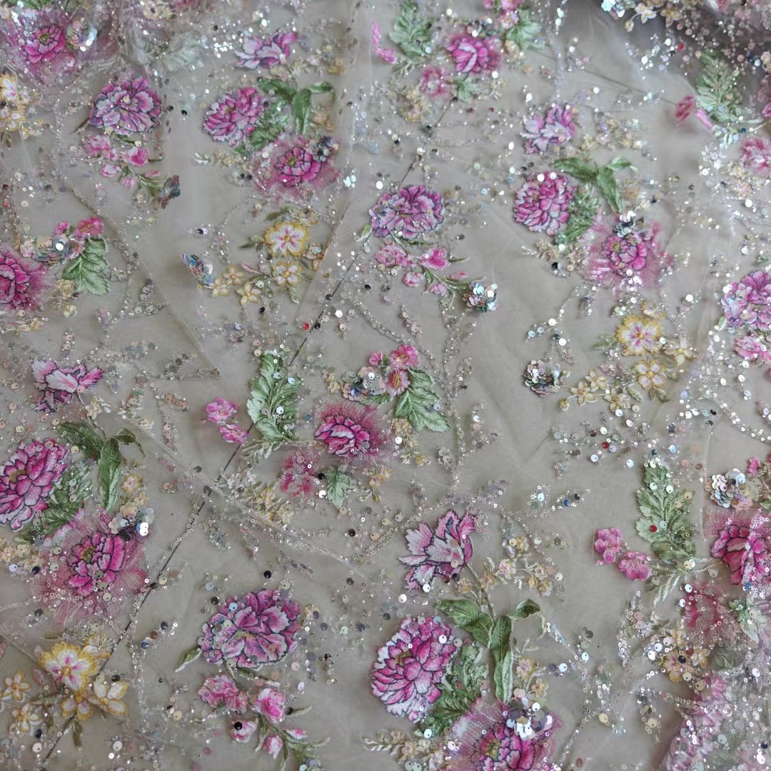 قماش دانتيل فاخر مطرز بالخرز ب - مراجعة Sewing Textiles وسعره