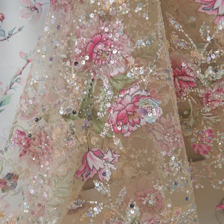 قماش دانتيل فاخر مطرز بالخرز ب - مراجعة Sewing Textiles وسعره